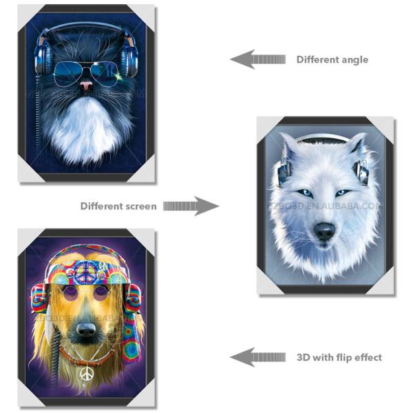 Clear Vivid Animal 3d Photo For Home Wall Decor , 3d Flipped Changing Wall Art