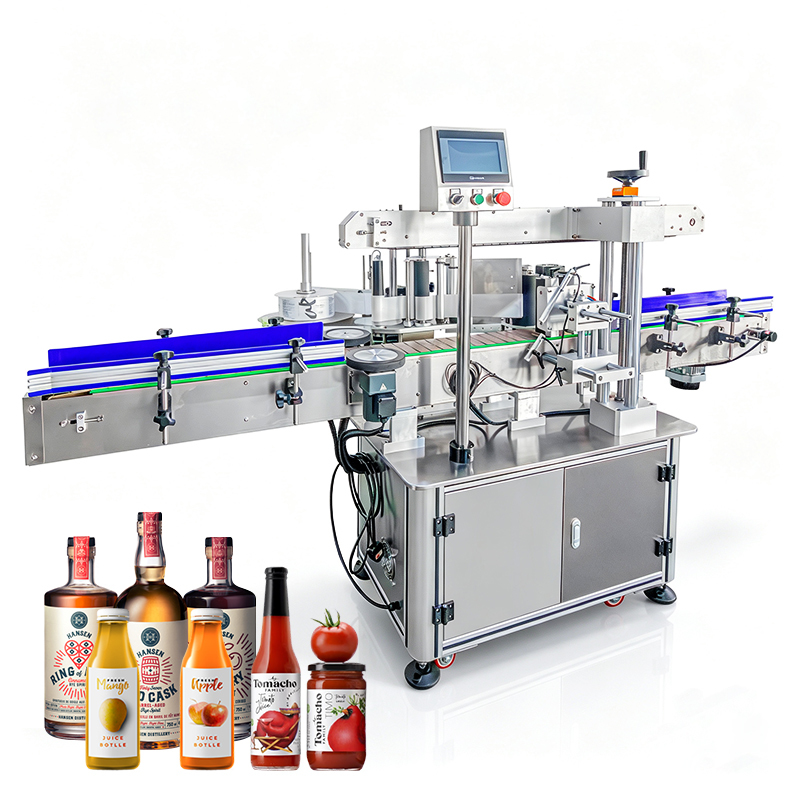 Automatic Round Bottle Labeling Machine Glass and Plastic Bottle Label Printer Sticker Machine with Date Code Printing Function
