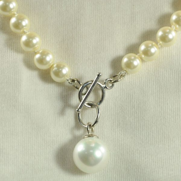 Knotted Pearl Beads Necklace Pearl Pendant OT Buckle Women Jewelry