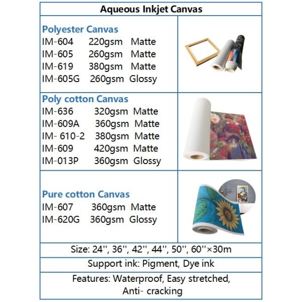 Matte Artist 100% Cotton Inkjet Printing Blank Canvas Roll For HP Printers