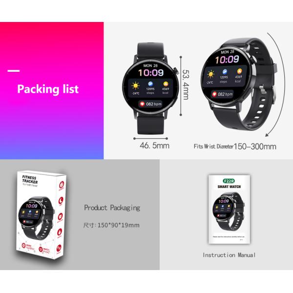 1.32Inch Round Screen Bluetooth Sports Smart Watch Digital Glucose Meter Heart Rate