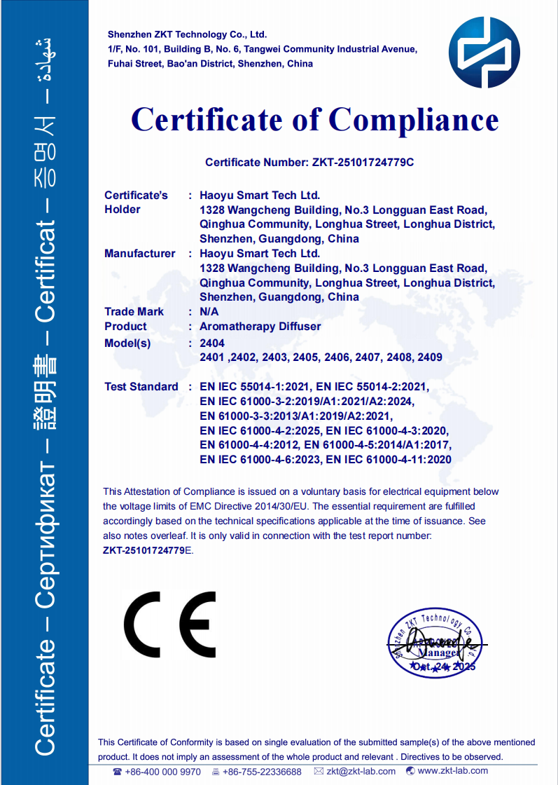 Haoyu Smart Tech Ltd. Certifications