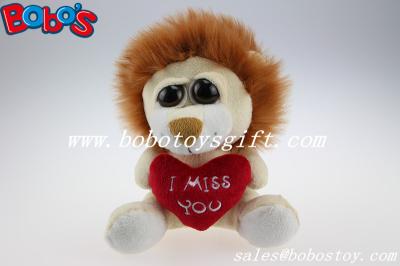 Small Size Stuffed Lion Animal With Big Eyes And Heart Pillow