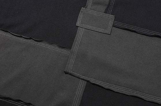 250GSM - 300GSM Basic Crew Neck Tee Patchwork Raw Edge T Shirt Drop Shoulder