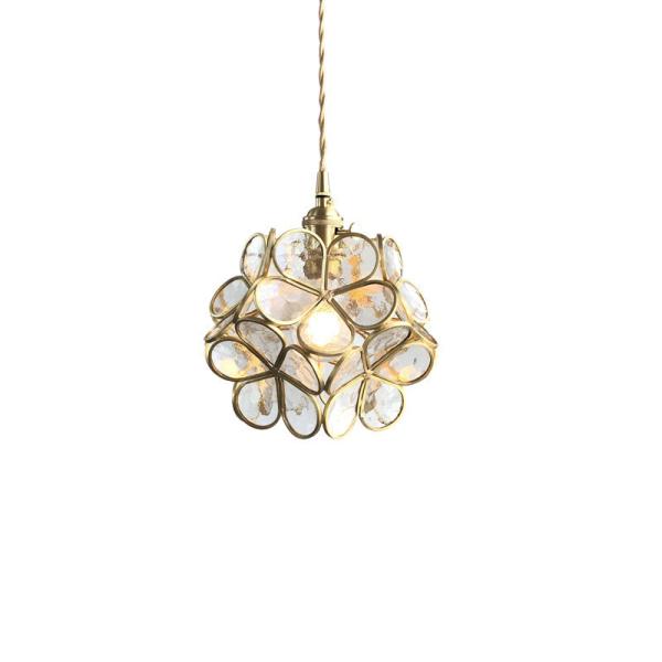Indoor Decoration Glass Pendant Light Pink Blue Clear Flower Shape