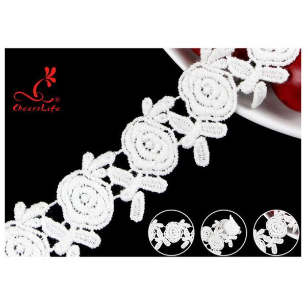 Вышитая лента шнурка хлопка гипюра цветка белая для одежд моды