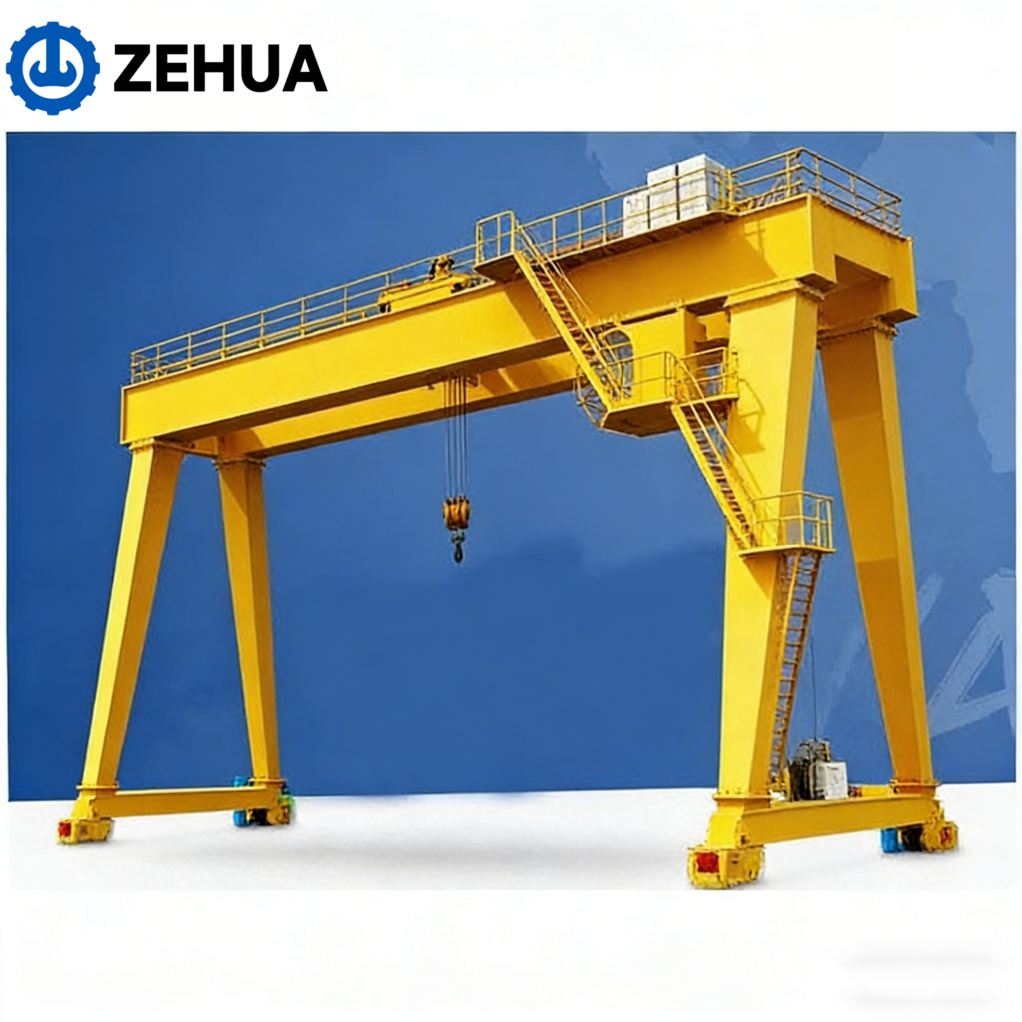Zehua Rail Mounted Heavy Duty Gantry Crane 30ton Construction Equipment Double Girder Lifting Gantry Crane