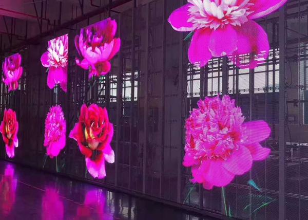 4200cd Translucent LED Screen , P10.42mm Advertising Led Glass Display