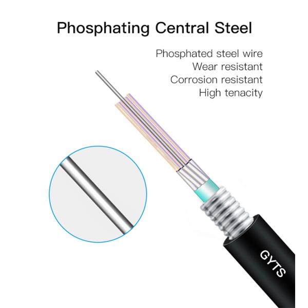 24 оптического кабеля волокна кабеля GYTS G652D стекловолокна ядра подземных бронированных