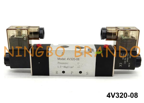 4V320-08 Airtac Type 5/2 Way Pneumatic Solenoid Air Valve 24VDC 220VAC