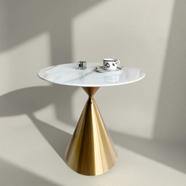 Sturdy Durable Gold Iron Base Corner Table Exquisite Modern Rock Slab for Living Room Sofa Side Coffee Office-Metal Wholesale