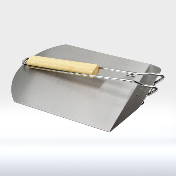 Серебряный набор утвари гриля цвета, нержавеющая корка пиццы с складывать бамбуковую ручку