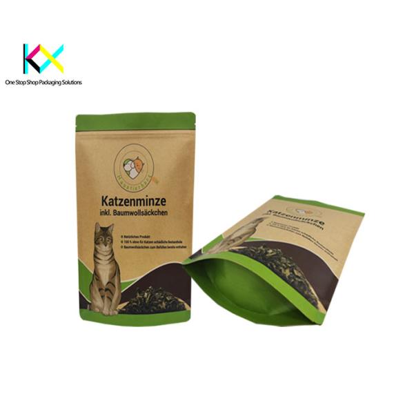 130-140um Pet Food Packaging Pouch Kraft Paper Dog Food Packaging Bag OEM
