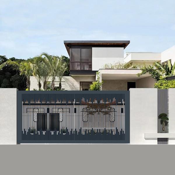 Waterproof Aluminium Entrance Gates T5/T6 / Adjustable Louvers Aluminum Sliding Driveway Gates