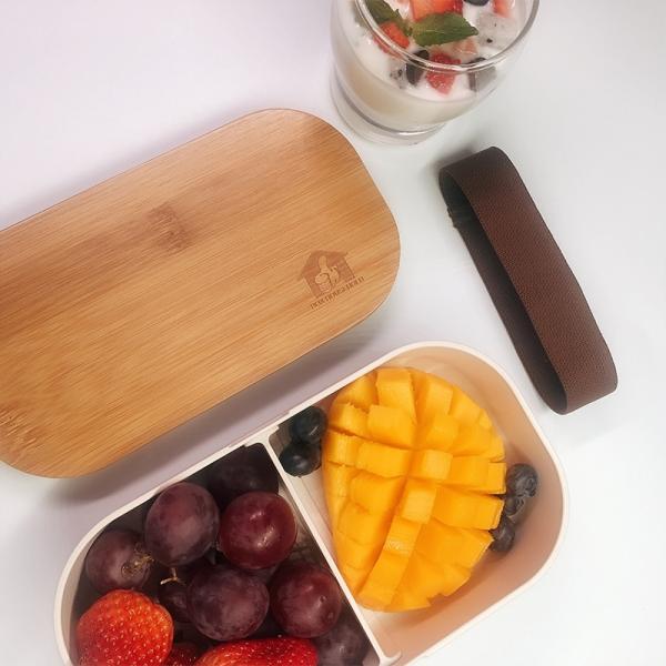 Pink 1-Layer Bamboo Lid Custom Eco Fridge Plastic Food Grade Bento Lunch Box for Kids