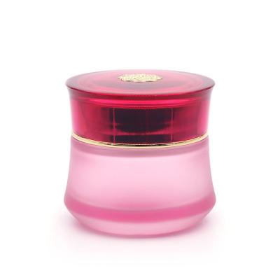 O rosa luxuoso 50ml desnata os frascos de vidro em volta de Frost com tampão plástico