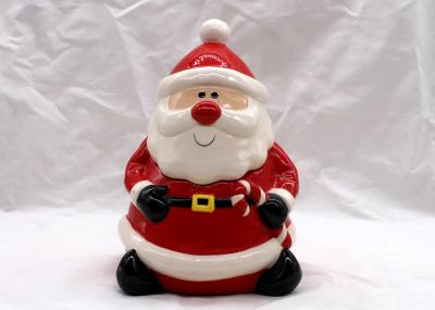 Santa Claus 3D Ceramic Cookie Jar Red Dolomite Food Container For Decoration