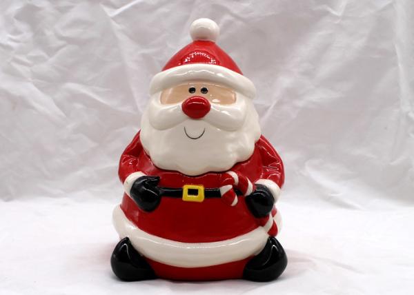 Santa Claus 3D Ceramic Cookie Jar Red Dolomite Food Container For Decoration