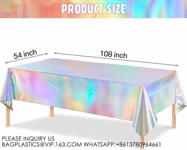 Laser Rainbow Theme Party Tablecloth Aluminum Film Birthday Wedding Party Decoration Disposable Tablecloth Decoration
