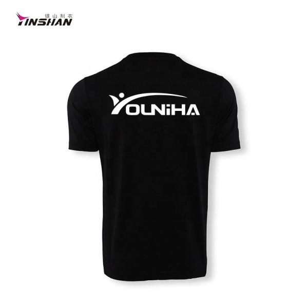 Logotipo personalizado T-Shirt esportivo impresso para unisexo Camisa de tecido masculino respirável ao ar livre