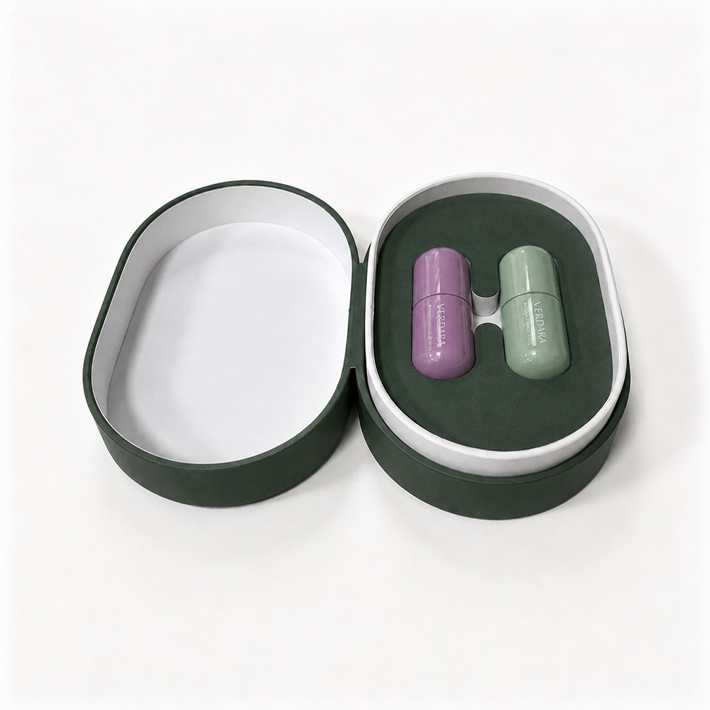Oval Flip Perfume Packaging Boxes Spot UV Finished with Customized Insert