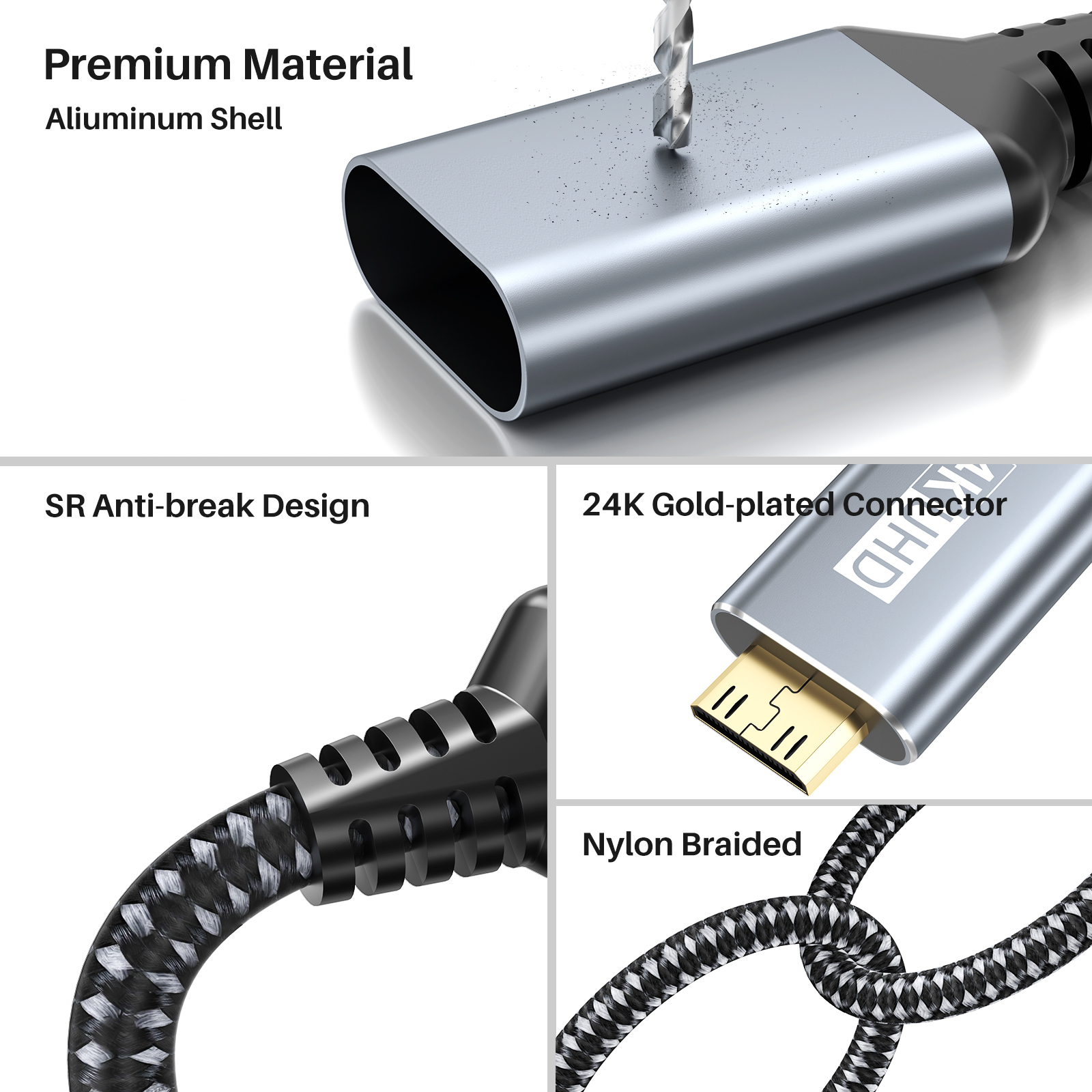 Type C To Mini HDMI Cable Unidirectional 4K 60Hz 2K 144Hz Portable Monitor Cable for Gaming Laptop