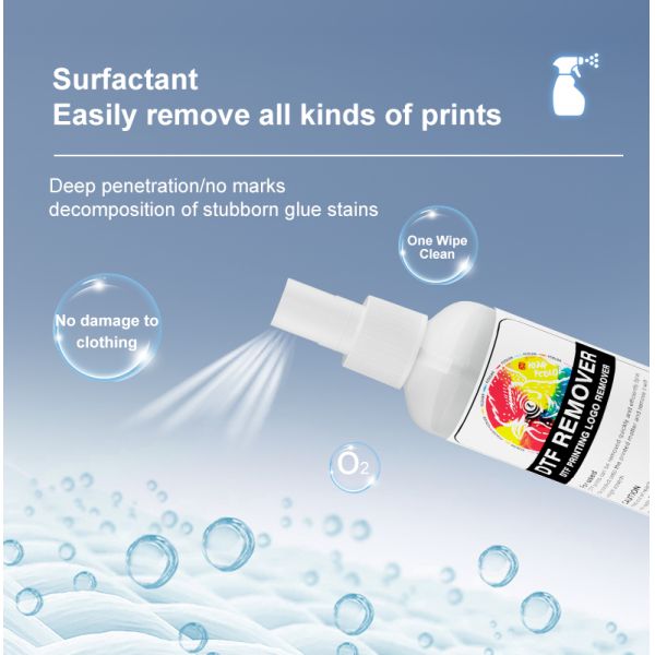 New Product 100ML T-Shirt Pattern Colors White Printing Ink Removal Liquid DTF Remover for DTF Removing Solution