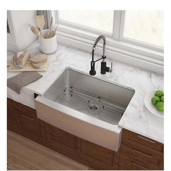 16 Gauge Brushed 31 Inch Undermount Apron Kitchen Sink Double Bowl 80x54