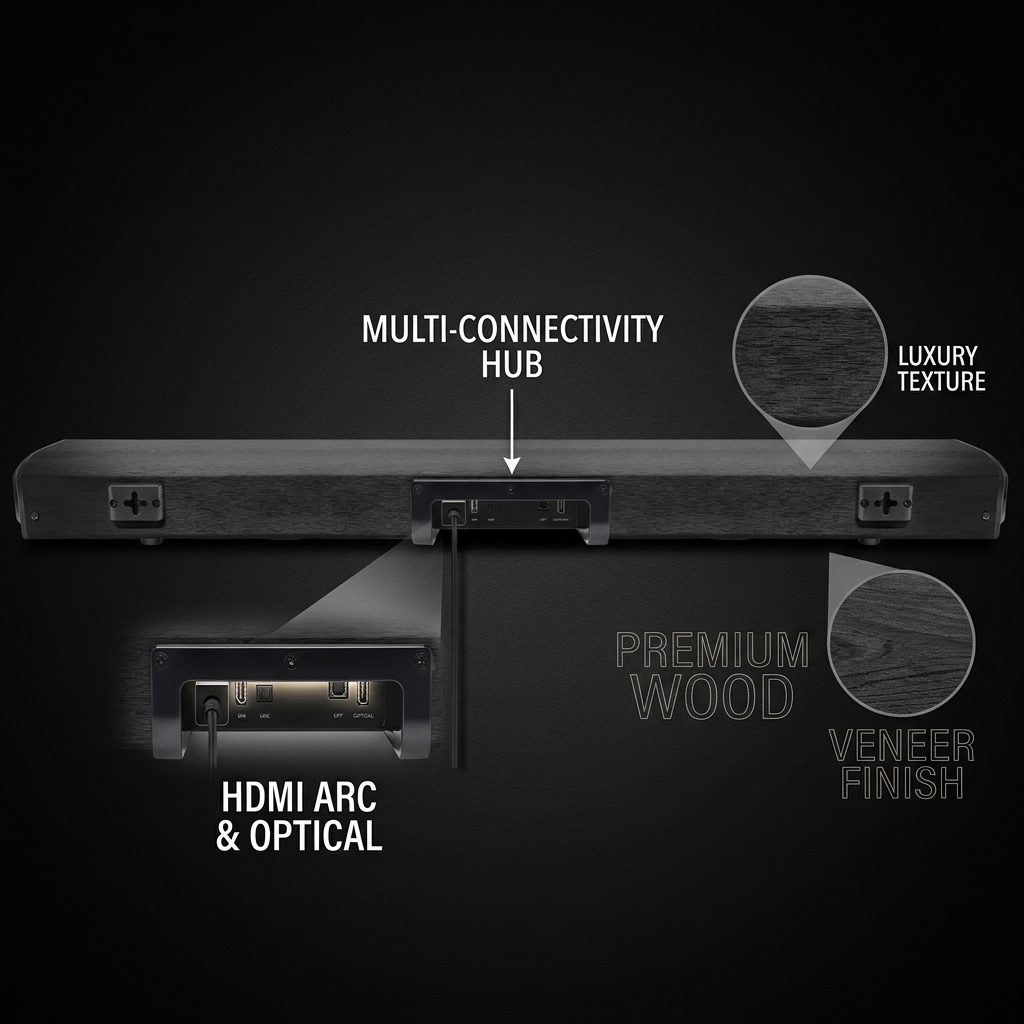 Wireless Soundbar Speaker ASW100-2.1U 100W 3D ARC Surround Sound ARC HDMI Deep Bass