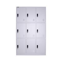 Três linha pessoal 9 cacifos exteriores do pessoal do metal das portas
