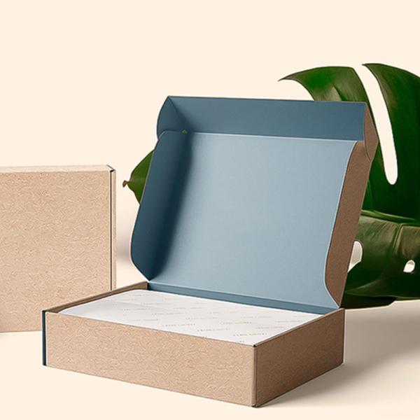 Custom Print Corrugated Brown Kraft Paper Post Mail Shipping  Fashion Tuck Top Cosmetic Clothing Packaging Box