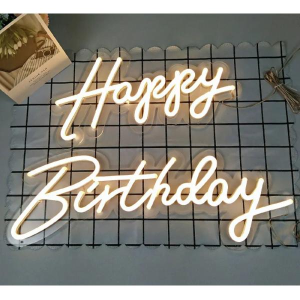 Feliz cumpleaños letras acrílicas LED luces decorativas LED 2835SMD signo neón