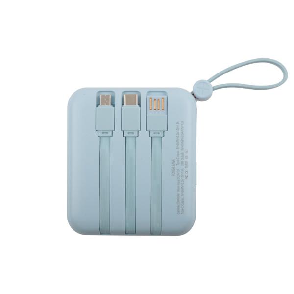 Li-polymer Battery /18650 Battery Portable Power Bank Black Blue Cable Manual Box Included