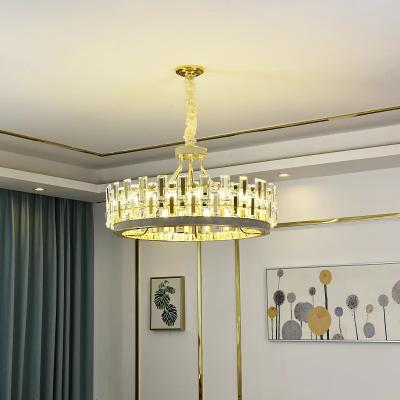O fumo moderno redondo Grey Crystal Chandelier E14 do diodo emissor de luz galvanizou a placa engrossada do teto