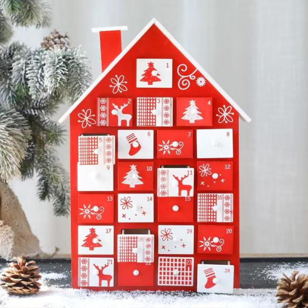 Decoração de madeira da gaveta do armário do calendário da caixa de presente do Natal criativo luxuoso