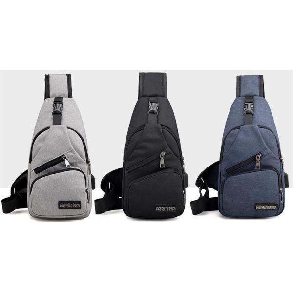 Zipper Closure Canvas USB Charging Anti-Theft Chest Bag for Men on Short Trips