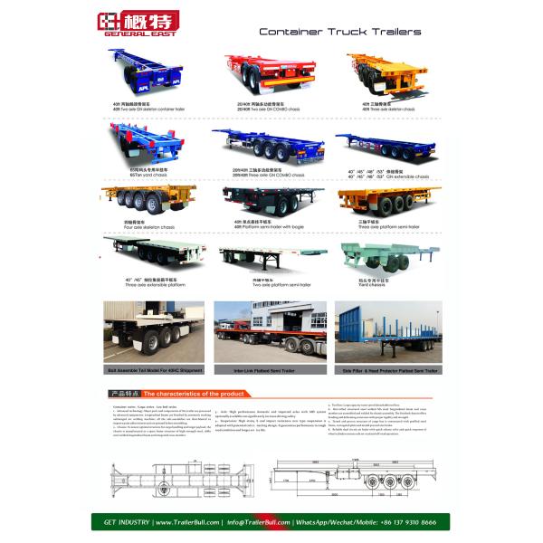 Heavy Cargo Transportation 40ft 45T Payload Flatbed Semi-Trailer with 3 Axels Versatile