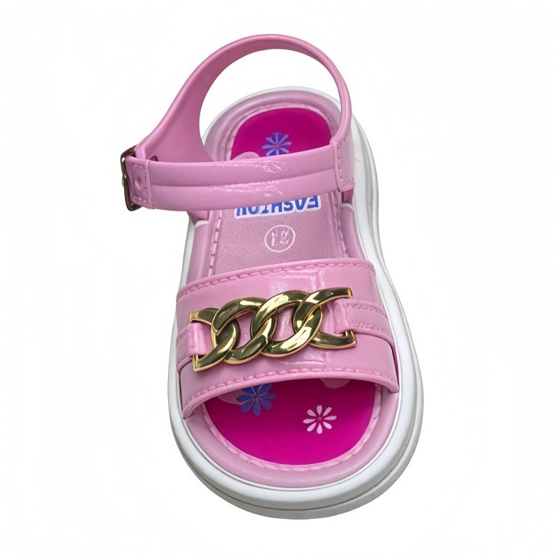PVC Gold Chain Girls Fashion Sandals Anti-slip Soft Sole Children Casual Beach Sandals