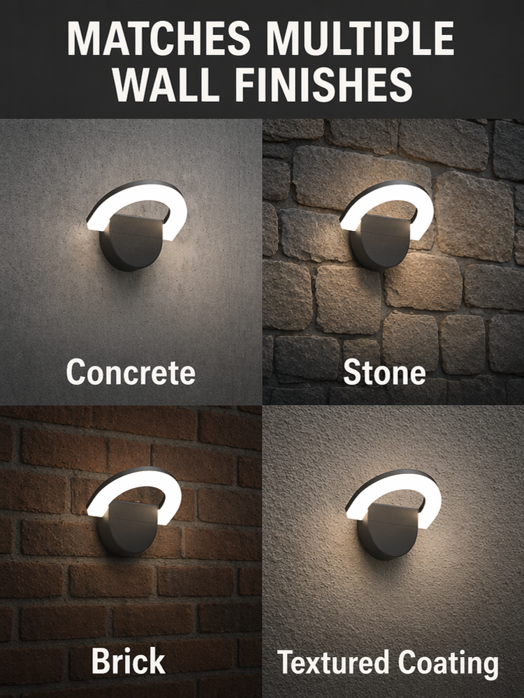 Architectural Curved Modern Exterior Wall Lights Corrosion Resistant Outdoor Wall Sconce