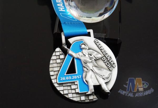Singing Riding Marathon Custom Sports Medals Cut Out Design 3D effect With Sublimated Ribbon