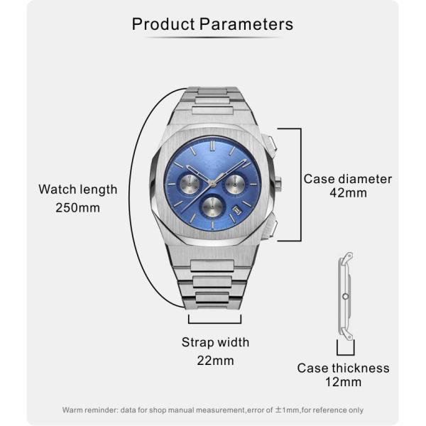 Waterproof OEM Gents Watch 42mm 5ATM Quartz Water Resistant