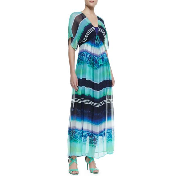 Empire-Waist chiffon Kimono Maxi Dress