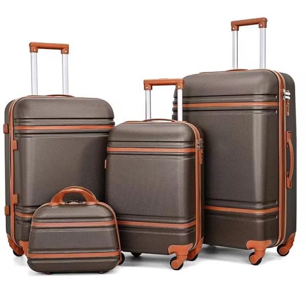 High Quality PC Luggage 4pcs Sets Vintage Travel Suitcase Classical Carry on  Light Weight Suitcase Luggage Waterproof Baggage TSA Lock Hard Side Luggage