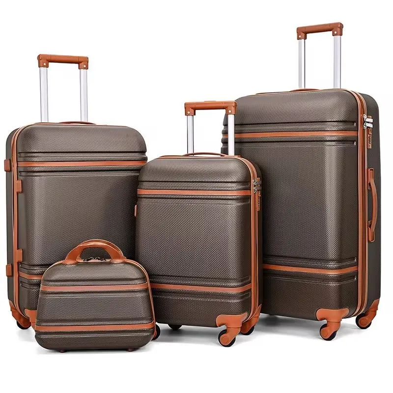 High Quality PC Luggage 4pcs Sets Vintage Travel Suitcase Classical Carry on  Light Weight Suitcase Luggage Waterproof Baggage TSA Lock Hard Side Luggage