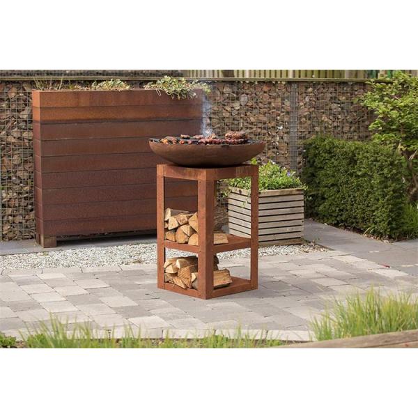 Modern Outdoor Kitchen BBQ Grill Corten Steel Barbecue Plancha Fire Bowl