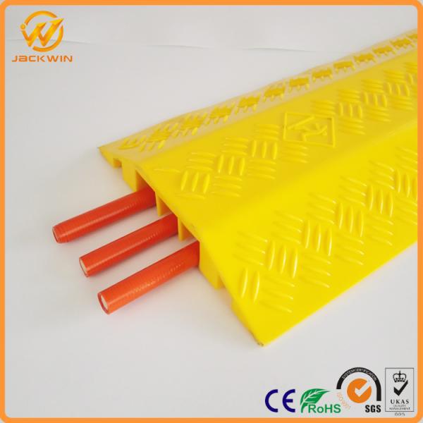 Yellow One Meter PVC Light Duty Cable Protector Ramp Plastic 3 Channels 2.5kg
