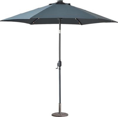 Steel 8 Ribs Garden Central Column Sun Parasol With LED Light