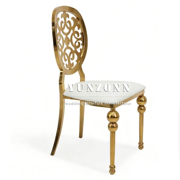 European Luxury Dining Chair Modern Design Stainless Steel Leather PU Material Durable for Outdoor Banquets Restaurants