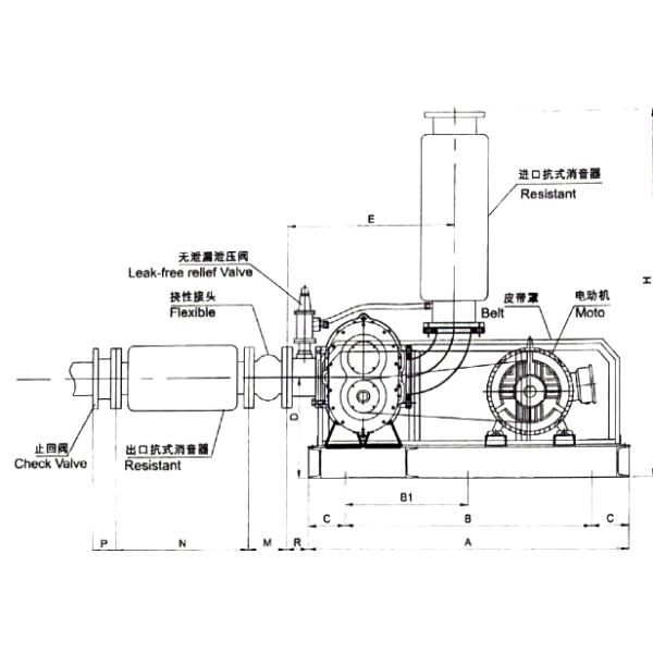 BX65 2.5'' 1.72-6.57 m³/min Stainless Steel Roots Blower