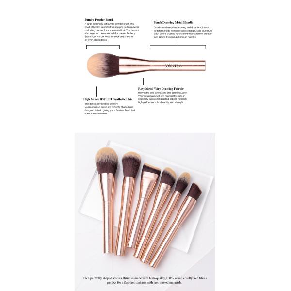 Vonira Cruelty Free Synthetic Taklon PBT Vegan Makeup Brushes